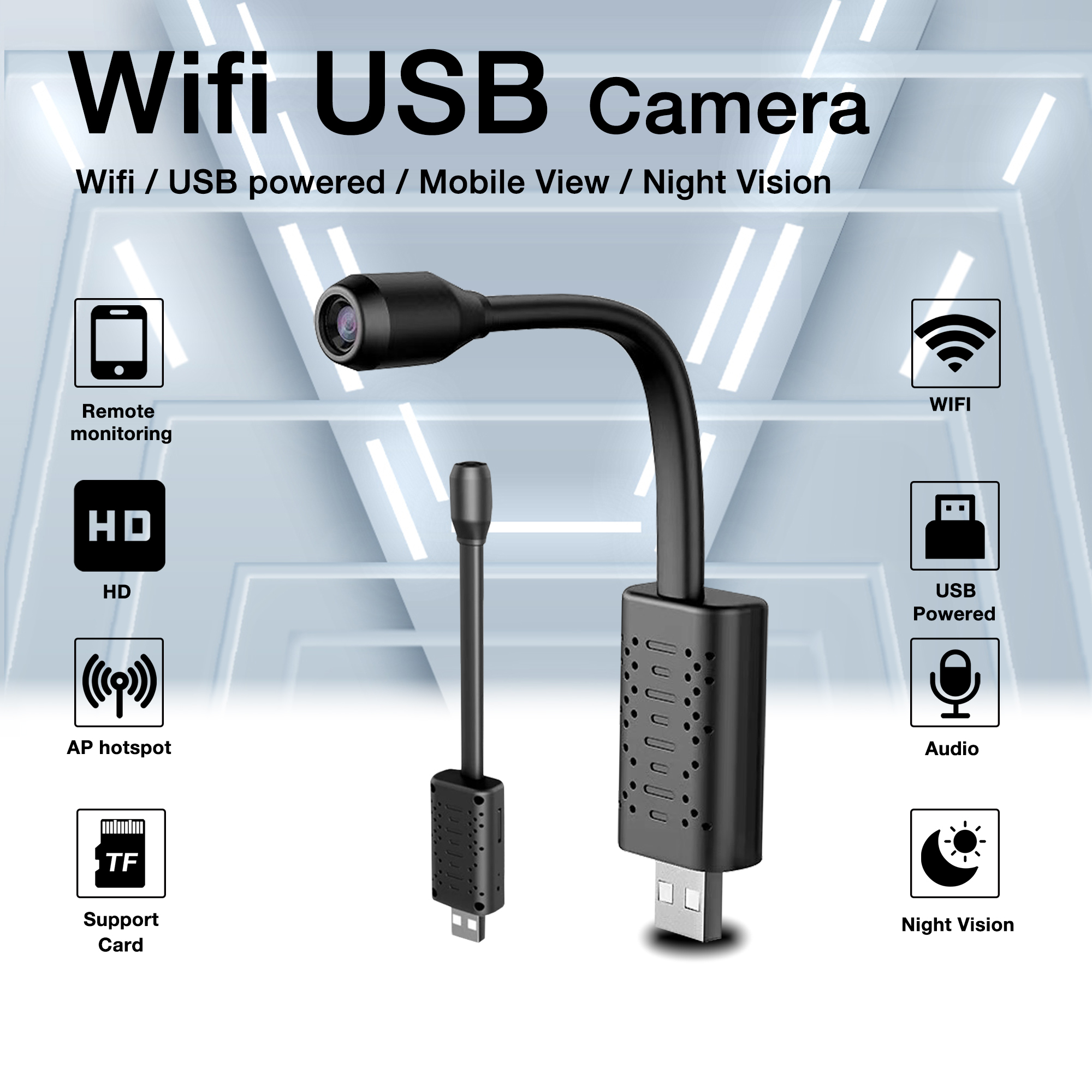 IMG-5-2 MINI Wifi IP USB CAMERA V380 Wireless Surveillance Camera HD USB Portable Home Small Camera MINI Wifi IP USB CAMERA V380 Wireless Surveillance Camera HD USB Portable Home Small Camera - Image 1